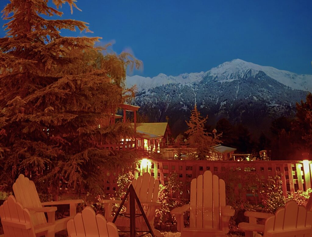 Cedarwood Hotel & Resort exterior fully covered in fresh white snow during winter.